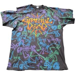 Vintage 90s Grateful Dead All Over Print Skeleton Dead Space T Shirt XL